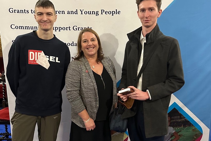 Left To Right Former PT Team Students Nikki Beaston And Elijah Webb With Centre Gillian Huthcinson