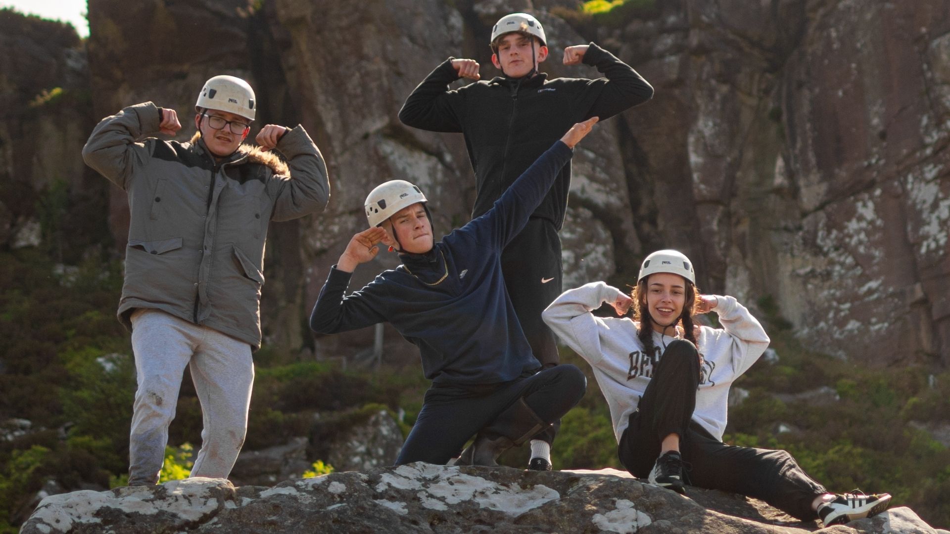 East Durham College Team 24, On Their Residential Taking Part In Mountain Climbing And Bouldering